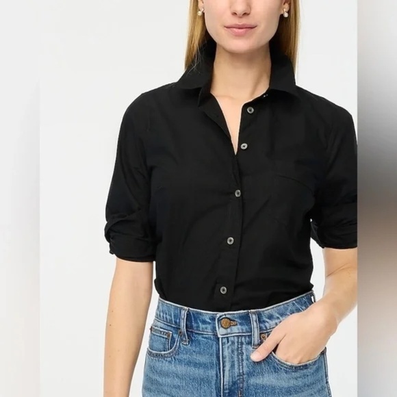 J.Crew Button-Up Cotton-Blend Poplin Shirt in Signature Fit Size PS - Picture 1 of 8